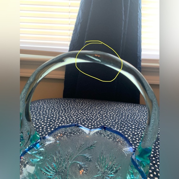 Fenton turquoise basket with blue rim - Picture 9 of 10